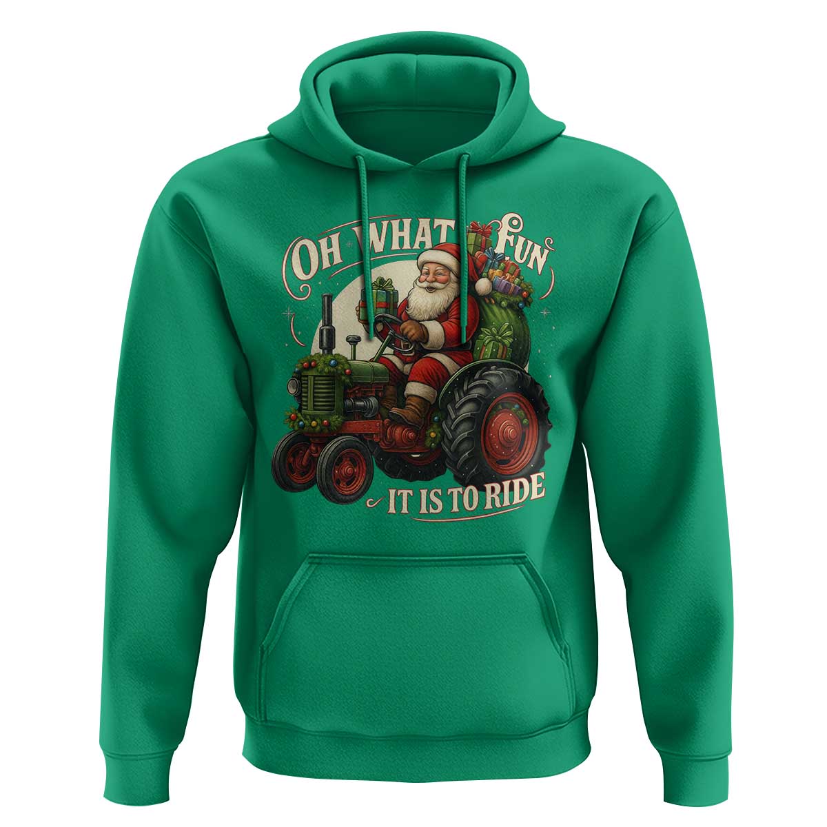 Funny Christmas Farmer Hoodie Oh What Fun It Is To Ride Santa Farm Tractor - Wonder Print Shop