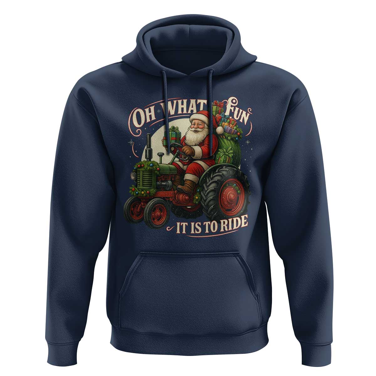 Funny Christmas Farmer Hoodie Oh What Fun It Is To Ride Santa Farm Tractor - Wonder Print Shop