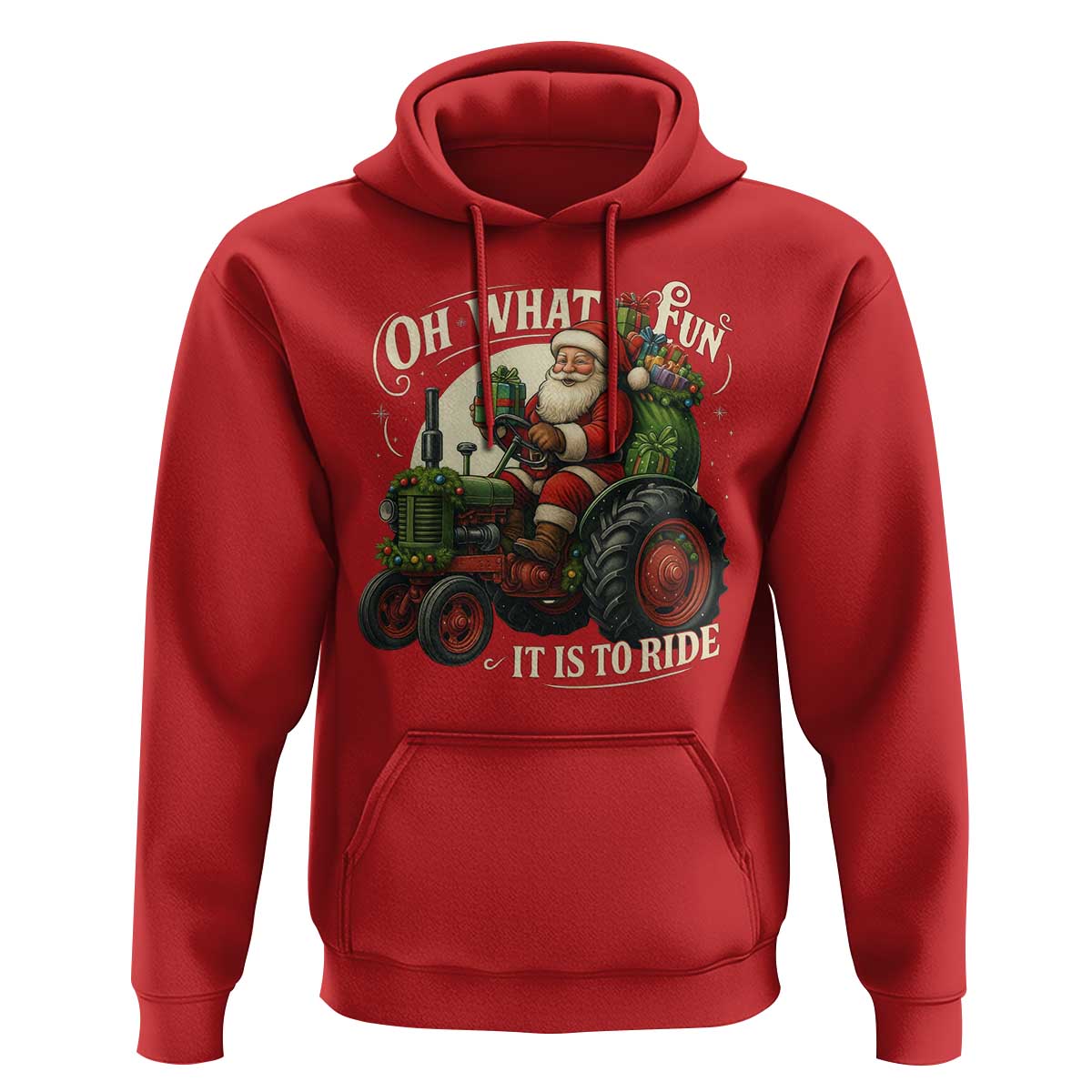 Funny Christmas Farmer Hoodie Oh What Fun It Is To Ride Santa Farm Tractor - Wonder Print Shop