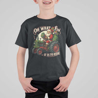 Funny Christmas Farmer T Shirt For Kid Oh What Fun It Is To Ride Santa Farm Tractor - Wonder Print Shop