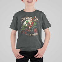 Funny Christmas Farmer T Shirt For Kid Oh What Fun It Is To Ride Santa Farm Tractor - Wonder Print Shop