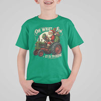 Funny Christmas Farmer T Shirt For Kid Oh What Fun It Is To Ride Santa Farm Tractor - Wonder Print Shop