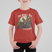 Funny Christmas Farmer T Shirt For Kid Oh What Fun It Is To Ride Santa Farm Tractor - Wonder Print Shop