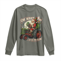 Funny Christmas Farmer Long Sleeve Shirt Oh What Fun It Is To Ride Santa Farm Tractor - Wonder Print Shop