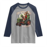Funny Christmas Farmer Raglan Shirt Oh What Fun It Is To Ride Santa Farm Tractor - Wonder Print Shop