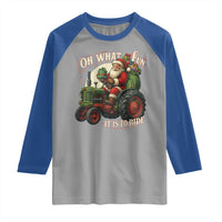 Funny Christmas Farmer Raglan Shirt Oh What Fun It Is To Ride Santa Farm Tractor - Wonder Print Shop
