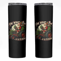 Funny Christmas Farmer Skinny Tumbler Oh What Fun It Is To Ride Santa Farm Tractor - Wonder Print Shop