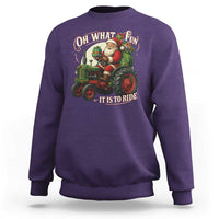 Funny Christmas Farmer Sweatshirt Oh What Fun It Is To Ride Santa Farm Tractor - Wonder Print Shop