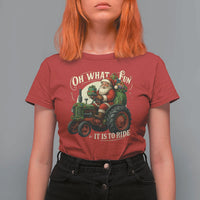 Funny Christmas Farmer T Shirt For Women Oh What Fun It Is To Ride Santa Farm Tractor - Wonder Print Shop