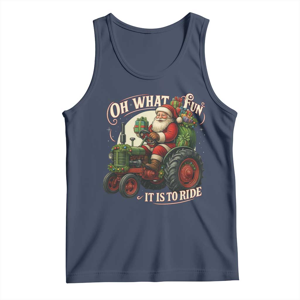Funny Christmas Farmer Tank Top Oh What Fun It Is To Ride Santa Farm Tractor - Wonder Print Shop