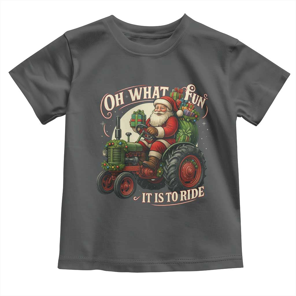 Funny Christmas Farmer Toddler T Shirt Oh What Fun It Is To Ride Santa Farm Tractor - Wonder Print Shop