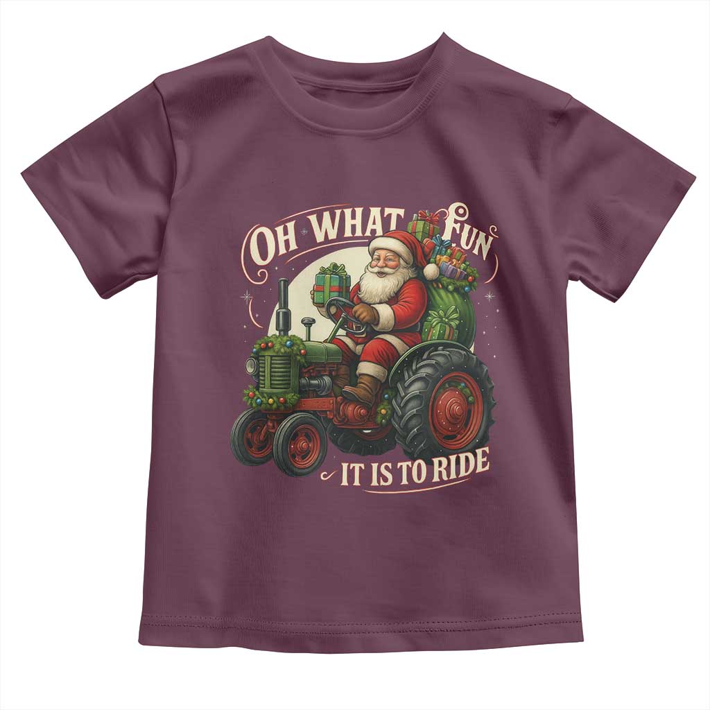 Funny Christmas Farmer Toddler T Shirt Oh What Fun It Is To Ride Santa Farm Tractor - Wonder Print Shop