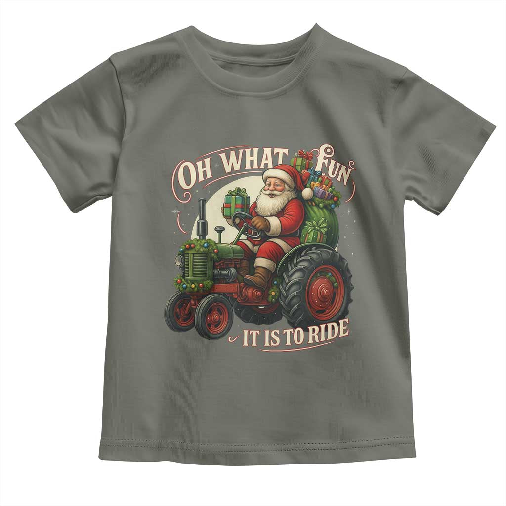 Funny Christmas Farmer Toddler T Shirt Oh What Fun It Is To Ride Santa Farm Tractor - Wonder Print Shop