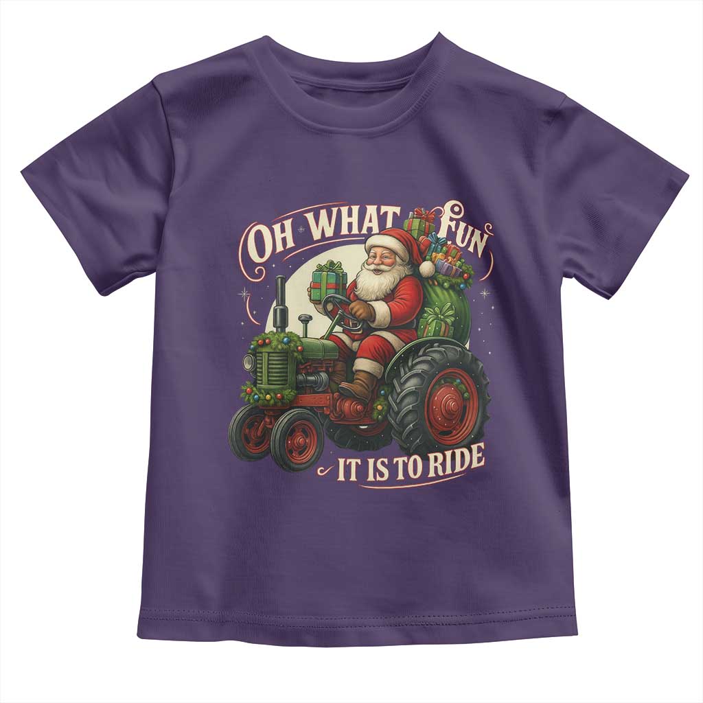 Funny Christmas Farmer Toddler T Shirt Oh What Fun It Is To Ride Santa Farm Tractor - Wonder Print Shop