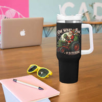Funny Christmas Farmer Tumbler With Handle Oh What Fun It Is To Ride Santa Farm Tractor - Wonder Print Shop