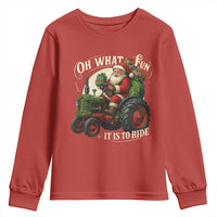 Funny Christmas Farmer Youth Sweatshirt Oh What Fun It Is To Ride Santa Farm Tractor - Wonder Print Shop