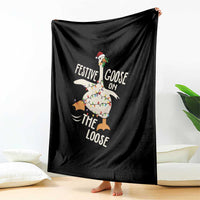 Funny Goose Christmas Throw Blanket Festive Goose On The Loose Xmas Lights - Wonder Print Shop