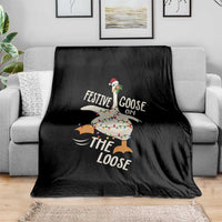 Funny Goose Christmas Throw Blanket Festive Goose On The Loose Xmas Lights - Wonder Print Shop