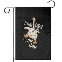 Funny Goose Christmas Garden Flag Festive Goose On The Loose Xmas Lights - Wonder Print Shop