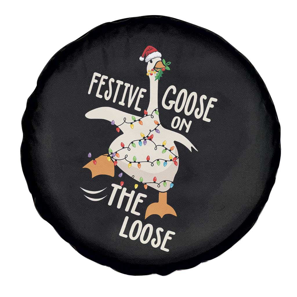 Funny Goose Christmas Spare Tire Cover Festive Goose On The Loose Xmas Lights - Wonder Print Shop