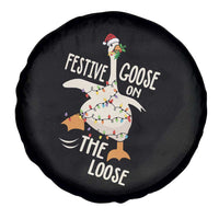 Funny Goose Christmas Spare Tire Cover Festive Goose On The Loose Xmas Lights - Wonder Print Shop
