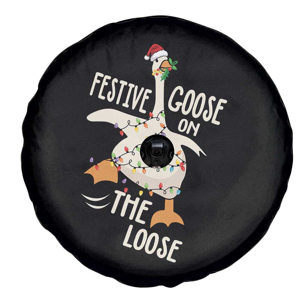 Funny Goose Christmas Spare Tire Cover Festive Goose On The Loose Xmas Lights - Wonder Print Shop