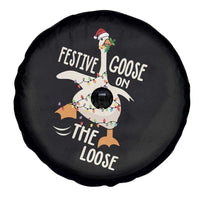 Funny Goose Christmas Spare Tire Cover Festive Goose On The Loose Xmas Lights - Wonder Print Shop