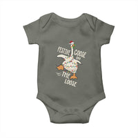 Funny Goose Christmas Baby Onesie Festive Goose On The Loose Xmas Lights - Wonder Print Shop