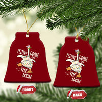 Funny Goose Christmas Ceramic Ornament Festive Goose On The Loose Xmas Lights - Wonder Print Shop