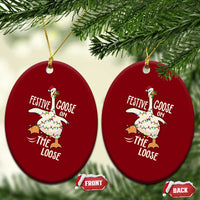Funny Goose Christmas Ceramic Ornament Festive Goose On The Loose Xmas Lights - Wonder Print Shop