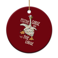 Funny Goose Christmas Ceramic Ornament Festive Goose On The Loose Xmas Lights - Wonder Print Shop