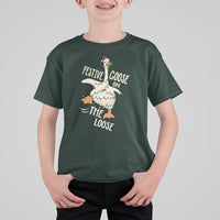 Funny Goose Christmas T Shirt For Kid Festive Goose On The Loose Xmas Lights - Wonder Print Shop