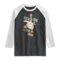 Funny Goose Christmas Raglan Shirt Festive Goose On The Loose Xmas Lights - Wonder Print Shop