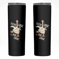 Funny Goose Christmas Skinny Tumbler Festive Goose On The Loose Xmas Lights - Wonder Print Shop