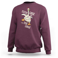 Funny Goose Christmas Sweatshirt Festive Goose On The Loose Xmas Lights - Wonder Print Shop