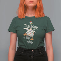 Funny Goose Christmas T Shirt For Women Festive Goose On The Loose Xmas Lights - Wonder Print Shop