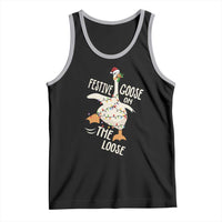 Funny Goose Christmas Tank Top Festive Goose On The Loose Xmas Lights - Wonder Print Shop