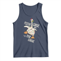 Funny Goose Christmas Tank Top Festive Goose On The Loose Xmas Lights - Wonder Print Shop