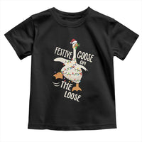 Funny Goose Christmas Toddler T Shirt Festive Goose On The Loose Xmas Lights - Wonder Print Shop