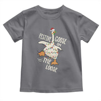 Funny Goose Christmas Toddler T Shirt Festive Goose On The Loose Xmas Lights - Wonder Print Shop