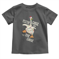 Funny Goose Christmas Toddler T Shirt Festive Goose On The Loose Xmas Lights - Wonder Print Shop
