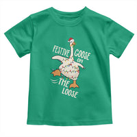 Funny Goose Christmas Toddler T Shirt Festive Goose On The Loose Xmas Lights - Wonder Print Shop