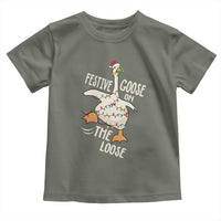 Funny Goose Christmas Toddler T Shirt Festive Goose On The Loose Xmas Lights - Wonder Print Shop
