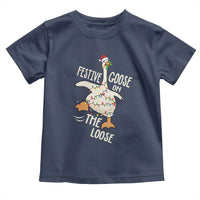 Funny Goose Christmas Toddler T Shirt Festive Goose On The Loose Xmas Lights - Wonder Print Shop