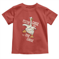 Funny Goose Christmas Toddler T Shirt Festive Goose On The Loose Xmas Lights - Wonder Print Shop