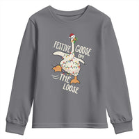Funny Goose Christmas Youth Sweatshirt Festive Goose On The Loose Xmas Lights - Wonder Print Shop