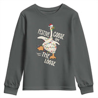 Funny Goose Christmas Youth Sweatshirt Festive Goose On The Loose Xmas Lights - Wonder Print Shop