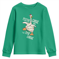Funny Goose Christmas Youth Sweatshirt Festive Goose On The Loose Xmas Lights - Wonder Print Shop
