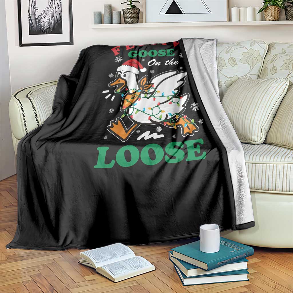 Funny Goose Christmas Throw Blanket Festive Goose On The Loose Xmas Holiday - Wonder Print Shop