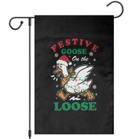 Funny Goose Christmas Garden Flag Festive Goose On The Loose Xmas Holiday - Wonder Print Shop